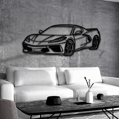 Corvette C8 Perspective Metal Car Wall Art - MT1125 - MT1125B69L-  DRIVEN - 5