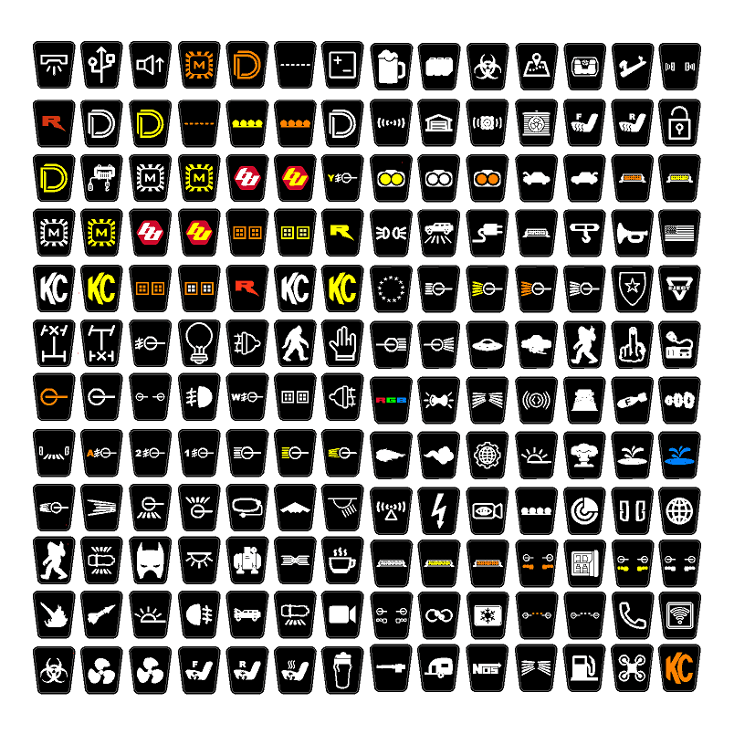 Printed Series Auxiliary Switch Labels (Upfitter) - 2010-2014 F-150 / 2015+ Transit / 2011-2016 Super Duty - 1STGENRAPTORAUX-V5C-  DRIVEN - 2