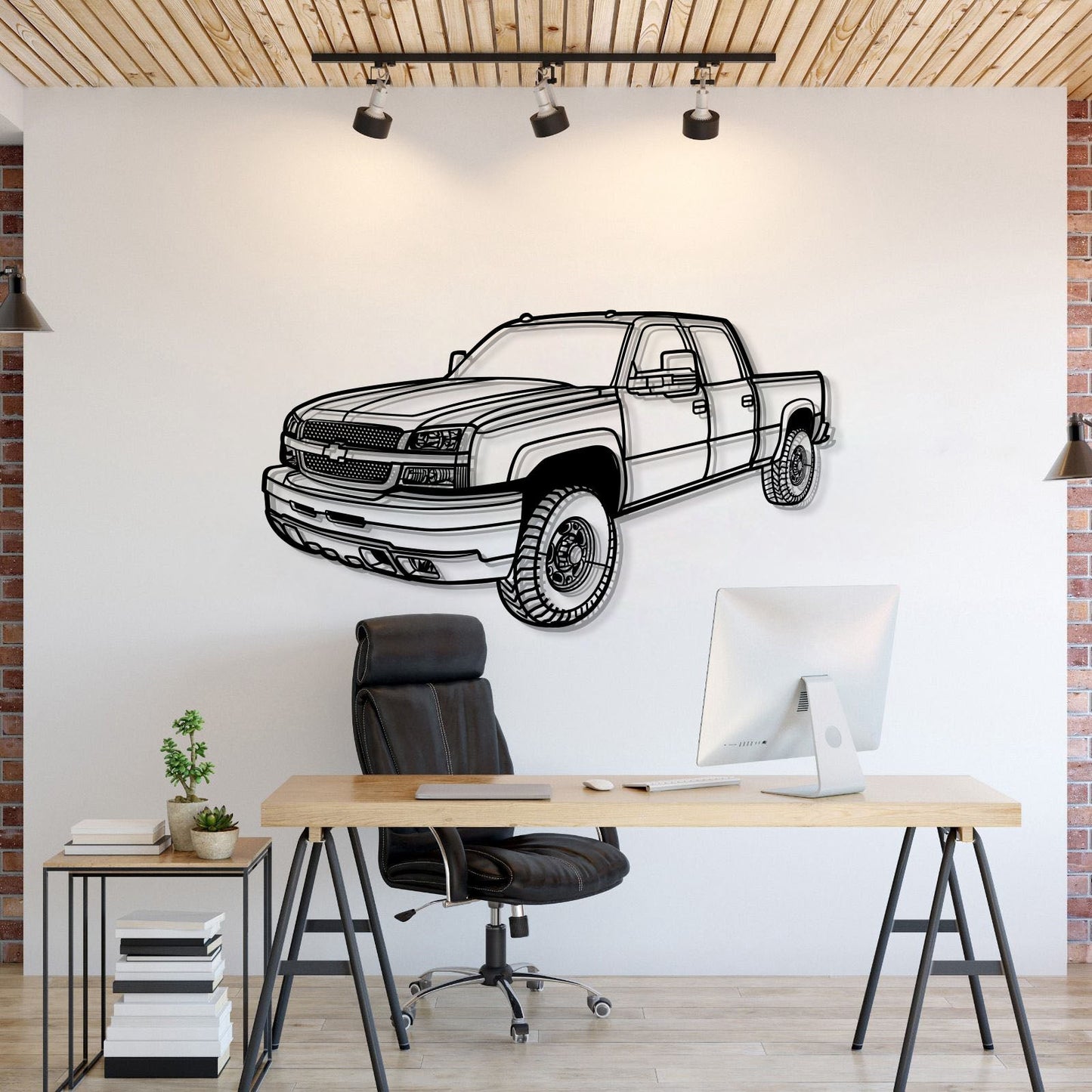 2003 Silverado 2500 Perspective Metal Car Wall Art - MT1256 - MT1256B69L-MT1256B80L-MT1256B99L-MT1256B115L-MT1256B140L-  DRIVEN - 1