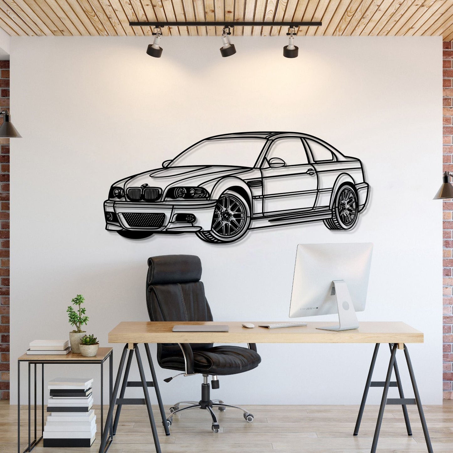 E46 Perspective Metal Car Wall Art - MT0432 - MT0432B69L-MT0432B80L-MT0432B99L-MT0432B115L-MT0432B140L-  DRIVEN - 1