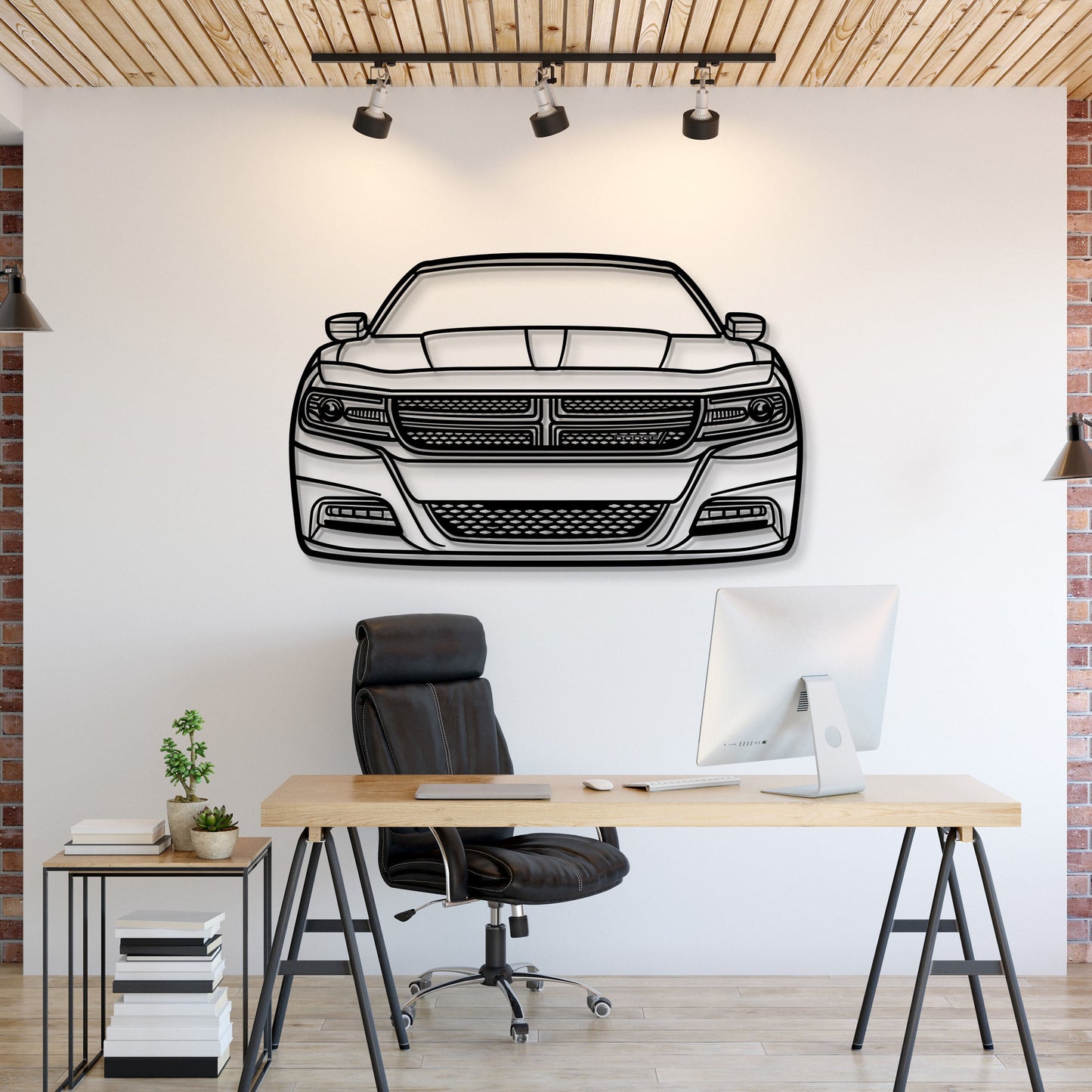 2016 Charger Front View Metal Car Wall Art - MT1340 - MT1340B69-MT1340B80-MT1340B99-MT1340B115-MT1340B140-  DRIVEN - 1