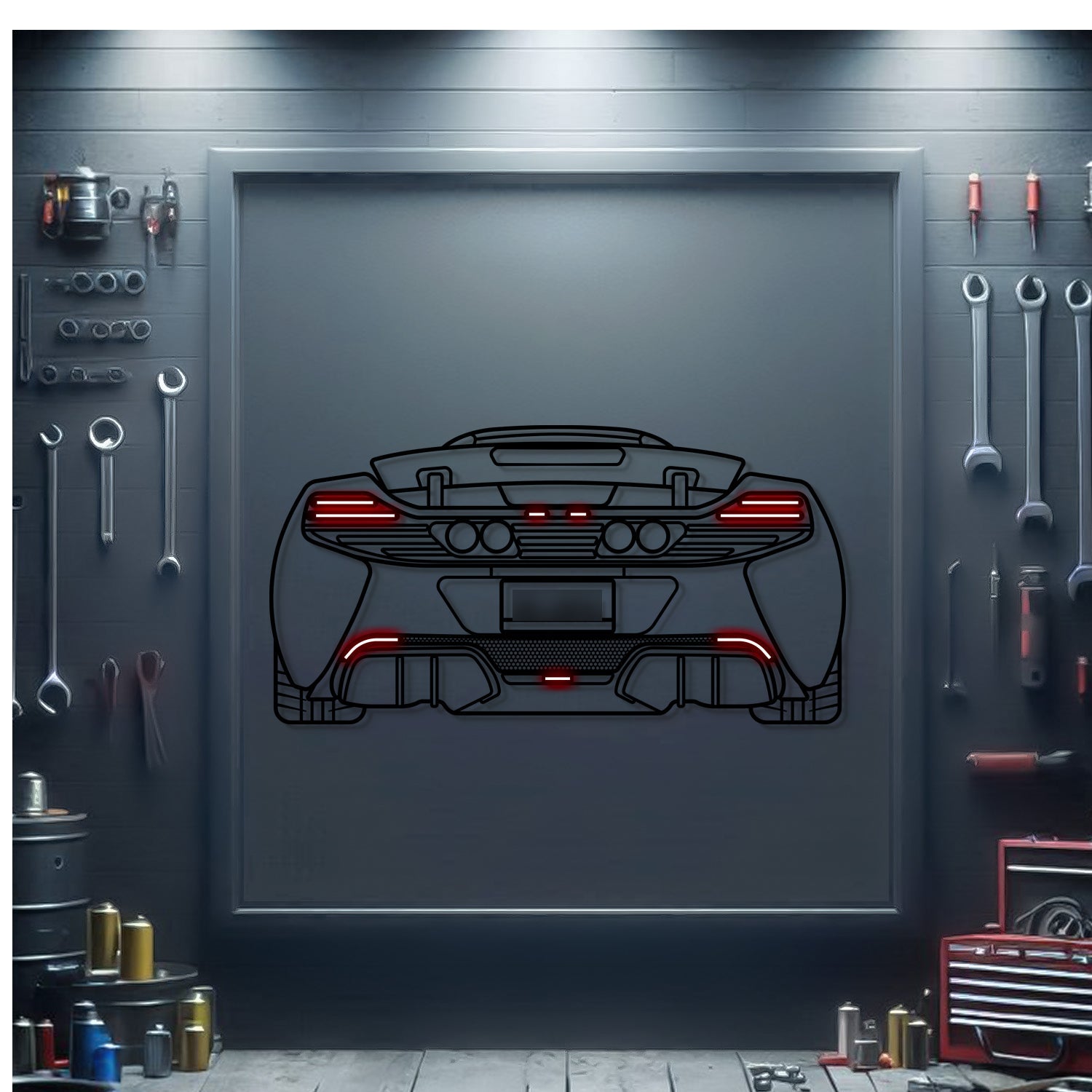 2016 McLaren 650s Back View Metal Neon Car Wall Art - MTN0211 - MTN0211W99-MTN0211W120-MTN0211W140-  DRIVEN - 1