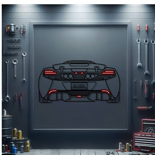 2016 McLaren 650s Back View Metal Neon Car Wall Art - MTN0211 - MTN0211W99-MTN0211W120-MTN0211W140-  DRIVEN - 1