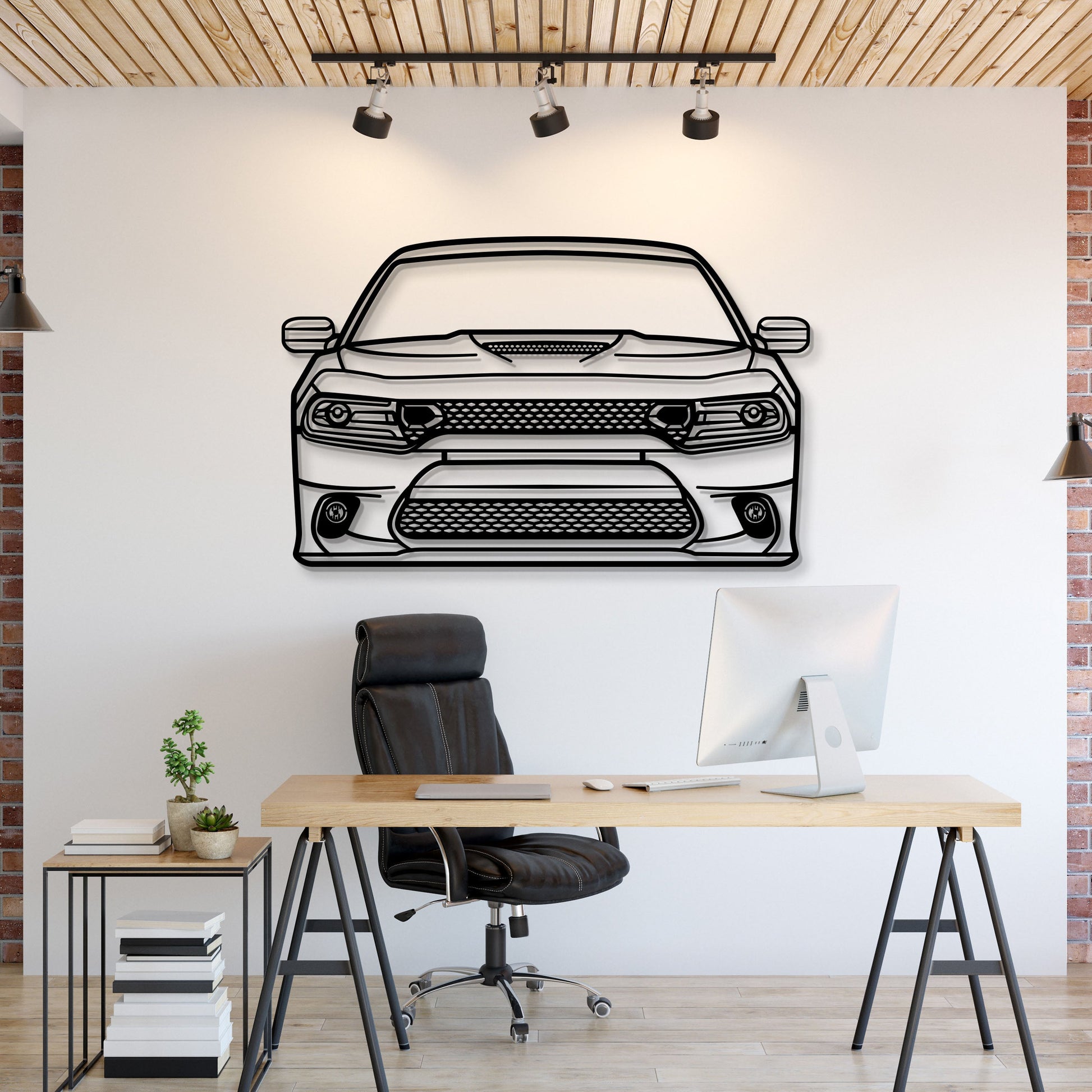 2019 Charger Front View Metal Car Wall Art - MT1341 - MT1341B69-MT1341B80-MT1341B99-MT1341B115-MT1341B140-  DRIVEN - 1