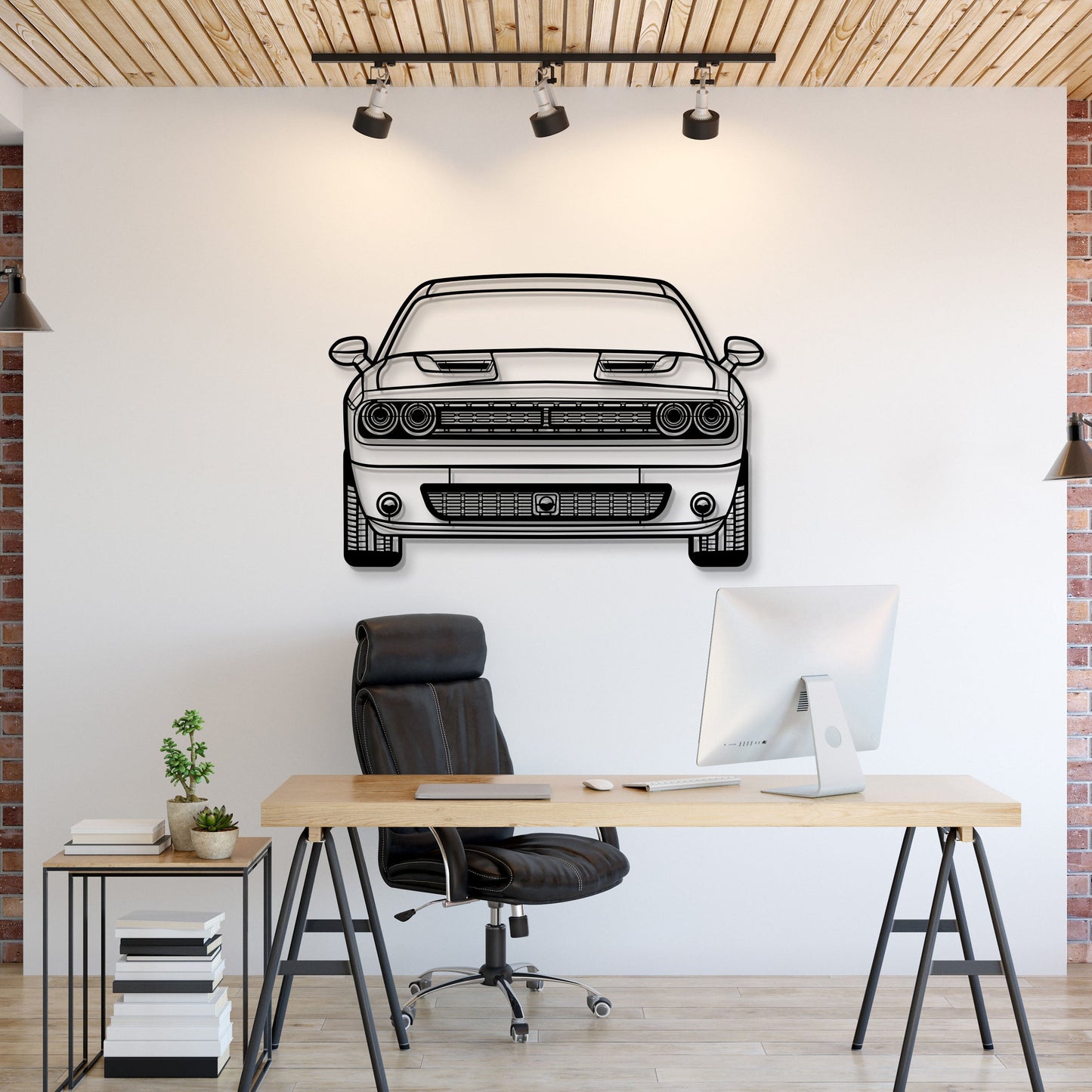 2021 Challenger Front View Metal Car Wall Art - MT1342 - MT1342B69-MT1342B80-MT1342B99-MT1342B115-MT1342B140-  DRIVEN - 1