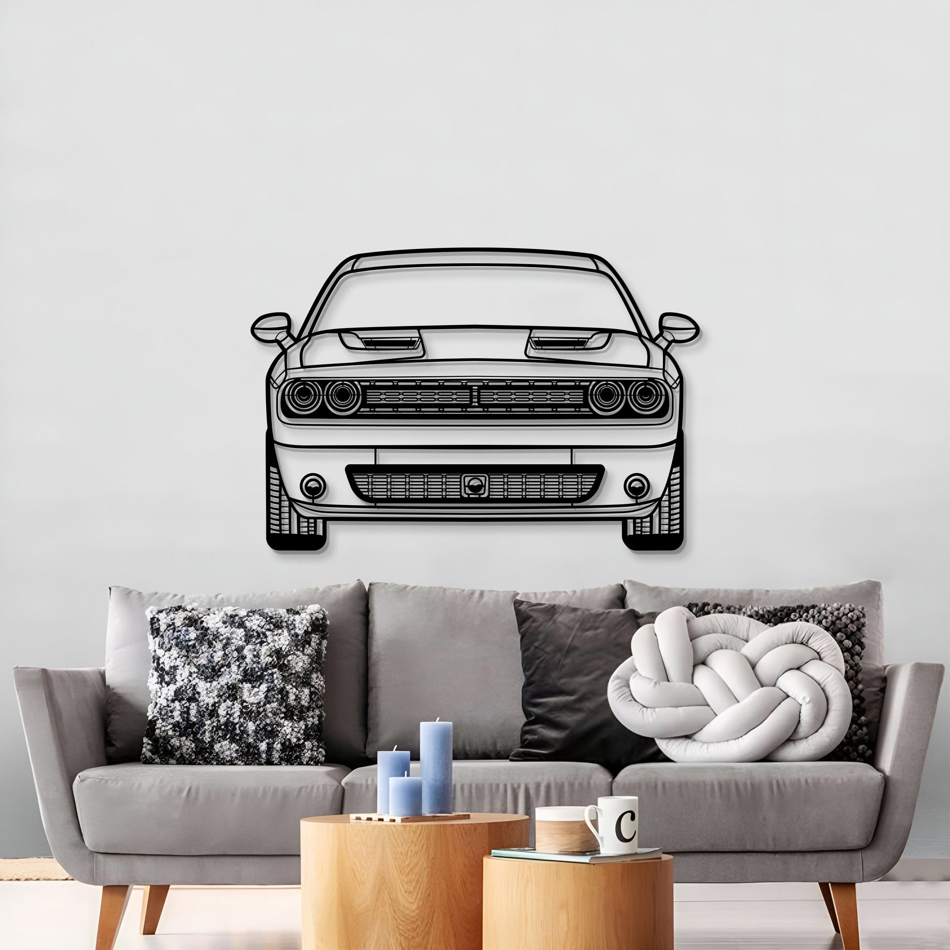 2021 Challenger Front View Metal Car Wall Art - MT1342 - MT1342B69-MT1342B80-MT1342B99-MT1342B115-MT1342B140-  DRIVEN - 3