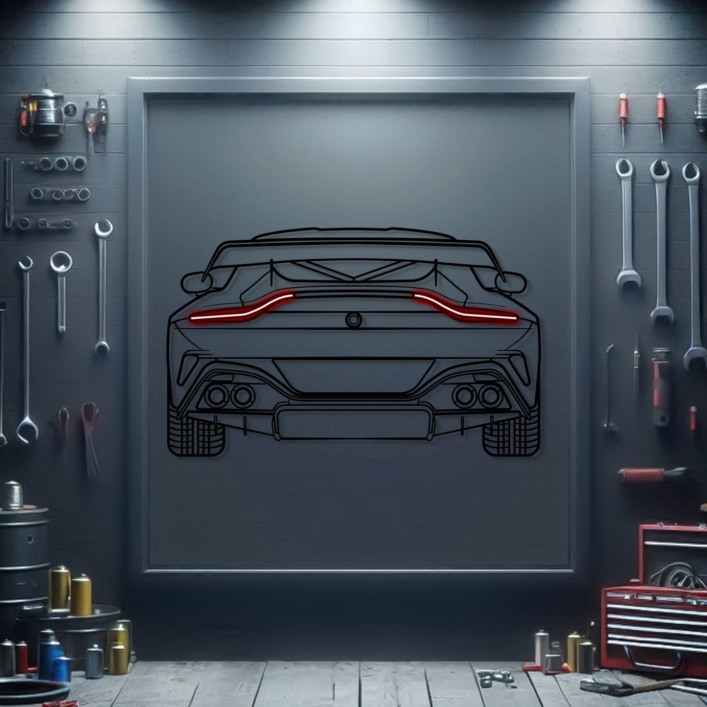 2024 Vantage Back View Metal Neon Car Wall Art - MTN0219 - MTN0219W99-MTN0219W120-MTN0219W140-  DRIVEN - 1