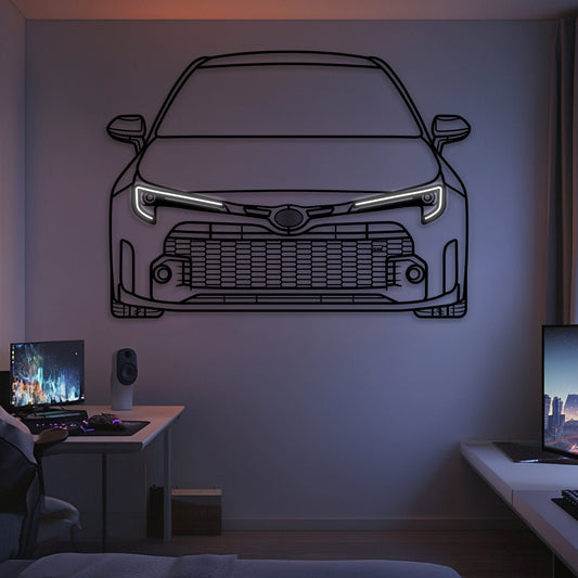 2024 GR Corolla Front View Metal Neon Car Wall Art -MTN0252 - MTN0252W99-MTN0252W115-MTN0252W140-  DRIVEN - 1