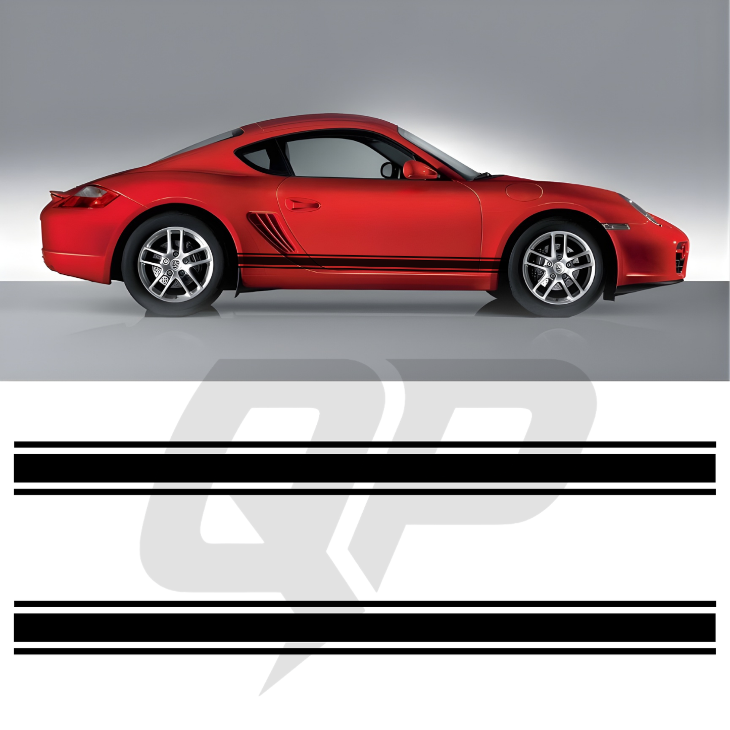 Porsche Cayman Triple Side Stripe Decals - 3-Stripe Rocker Panel Kit Set of 2 (2005-2016)