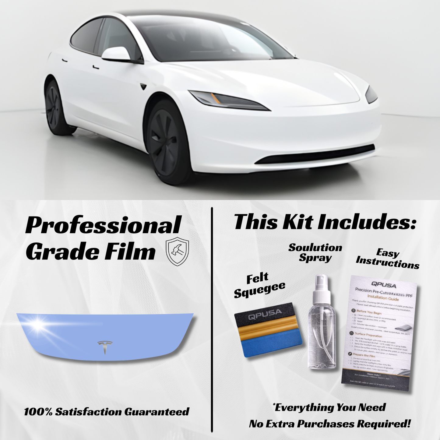 Tesla Model 3 (2024+) Partial Hood PPF Protection Kit - Pre-Cut - sku-51589617647748-  DRIVEN - 1