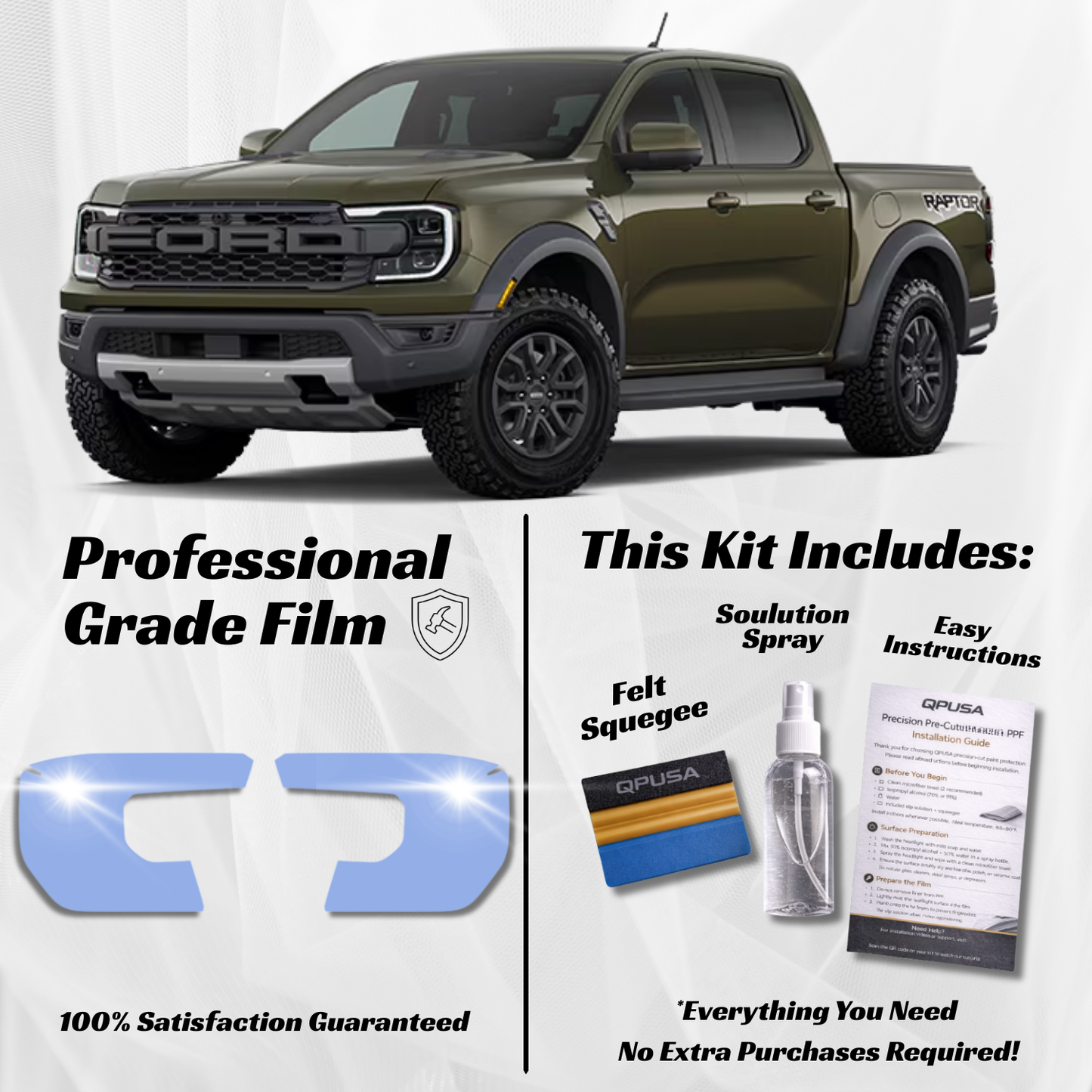 Ford Ranger Raptor (2024-2026) Headlight PPF Protection Kit - Pre-Cut - sku-51615015600260-  DRIVEN - 1
