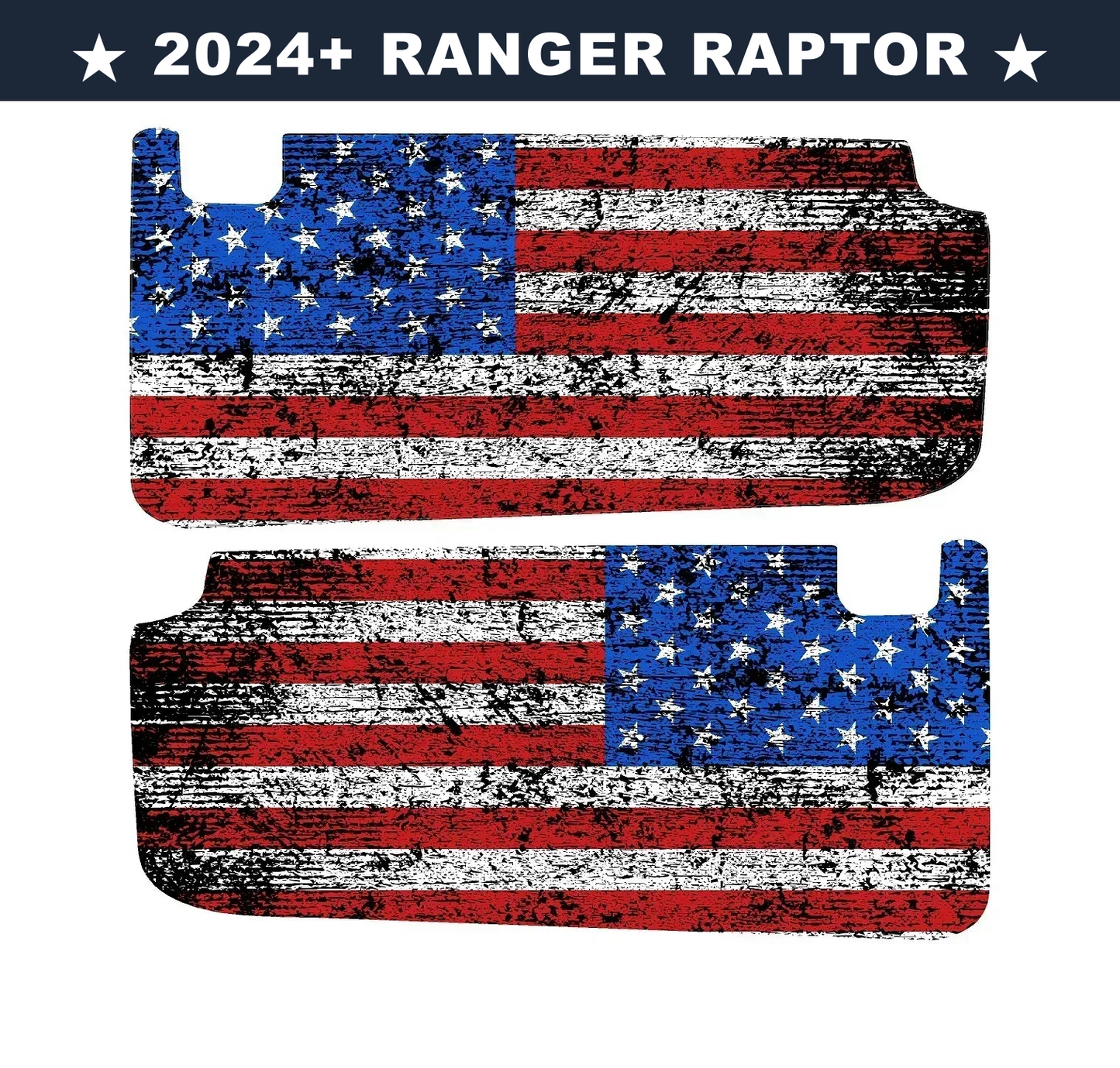 Freedom Series Sun Visor Overlays (Printed Series) - 2024+ Ranger Raptor (with Homelink) - 24RGRVISORFULLFREE-RWBHL-24RGRVISORFULLFREE-BWHL-24RGRVISORFULLFREE-TBLHL-24RGRVISORFULLFREE-TRLHL-24RGRVISORFULLFREE-TGLHL-  DRIVEN - 11