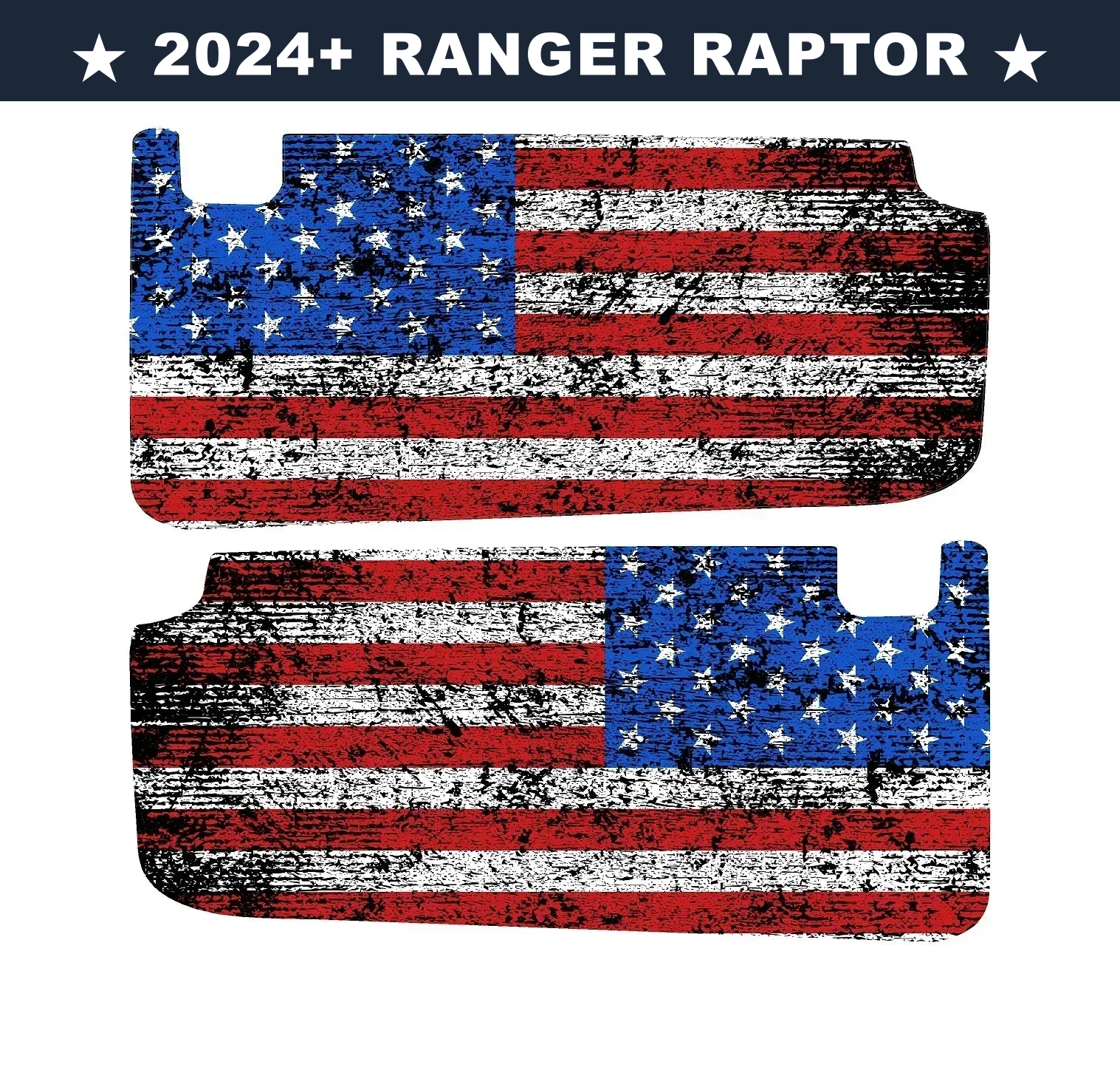 Freedom Series Sun Visor Overlays (Printed Series) - 2024+ Ranger Raptor (with Homelink) - 24RGRVISORFULLFREE-RWBHL-24RGRVISORFULLFREE-BWHL-24RGRVISORFULLFREE-TBLHL-24RGRVISORFULLFREE-TRLHL-24RGRVISORFULLFREE-TGLHL-  DRIVEN - 11