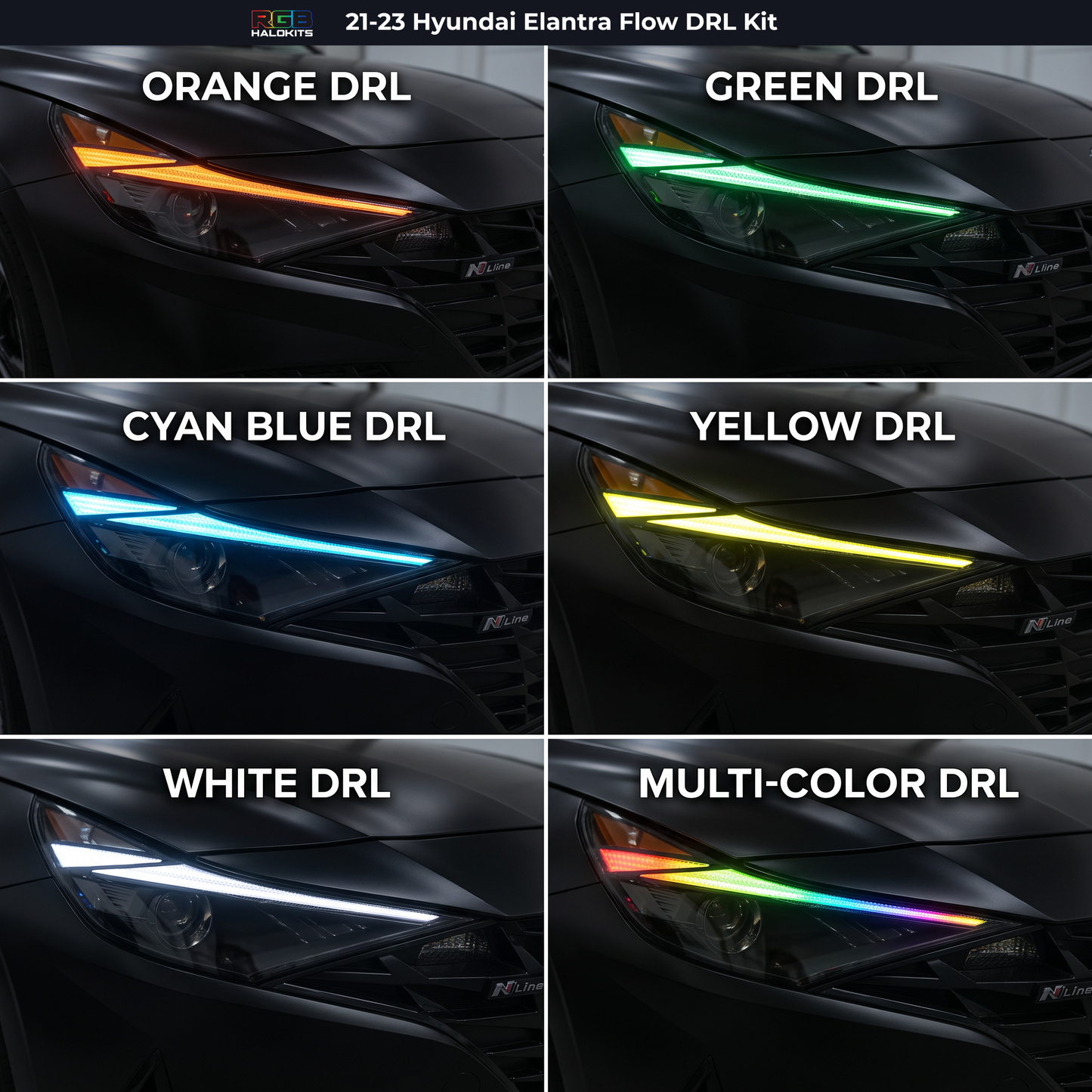 Hyundai Elantra Multicolor Flow Series DRL Boards (2021-2023) - E25 | A20 | P2   - BX1-  DRIVEN - 3