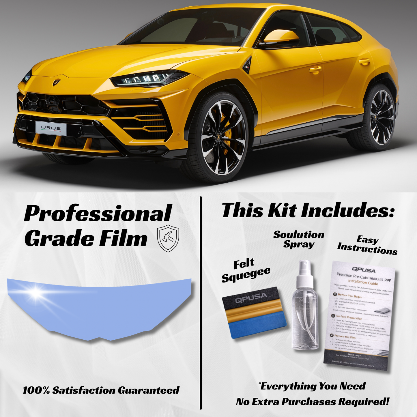 Lamborghini Urus (2018-2025) Partial Hood PPF Protection Kit - Pre-Cut - sku-51589635539076-  DRIVEN - 1