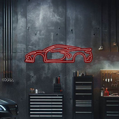 Corvette C8 Metal Neon Car Wall Art - MTN0022 - MTN0022W99L-MTN0022W120L-MTN0022W140L-MTN0022R99L-MTN0022R120L-  DRIVEN - 2
