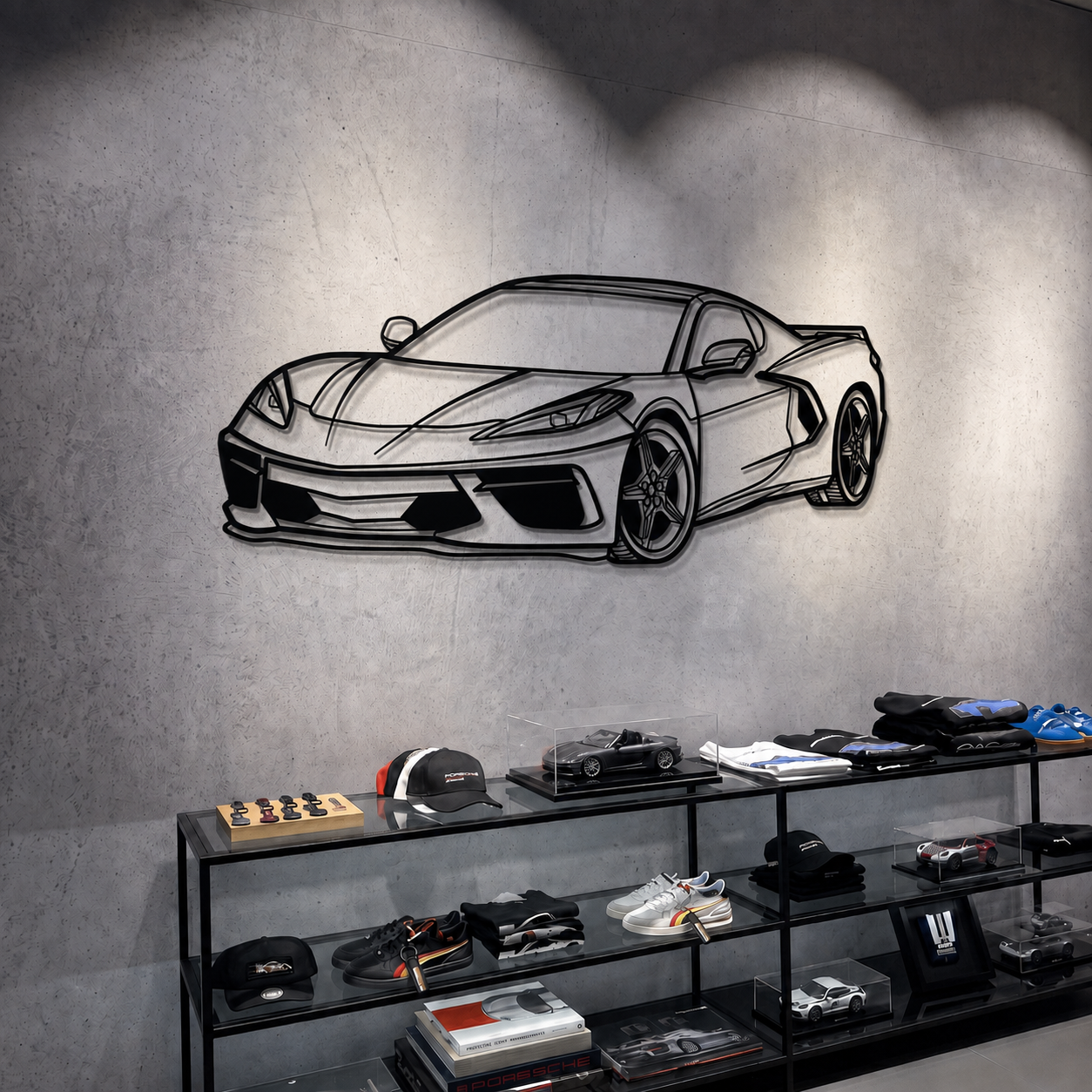 Corvette C8 Perspective Metal Car Wall Art - MT1125 - MT1125B69L-  DRIVEN - 2