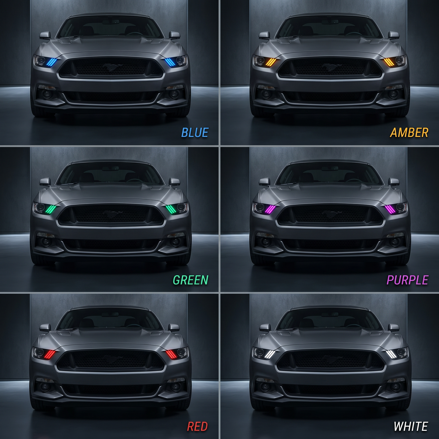 Ford Mustang Multicolor Flow Series DRL Boards (2015-2017) - F6 | A20 | P2   - BX1-F6 | B14 | A20 | P2   - BX1-  DRIVEN - 3