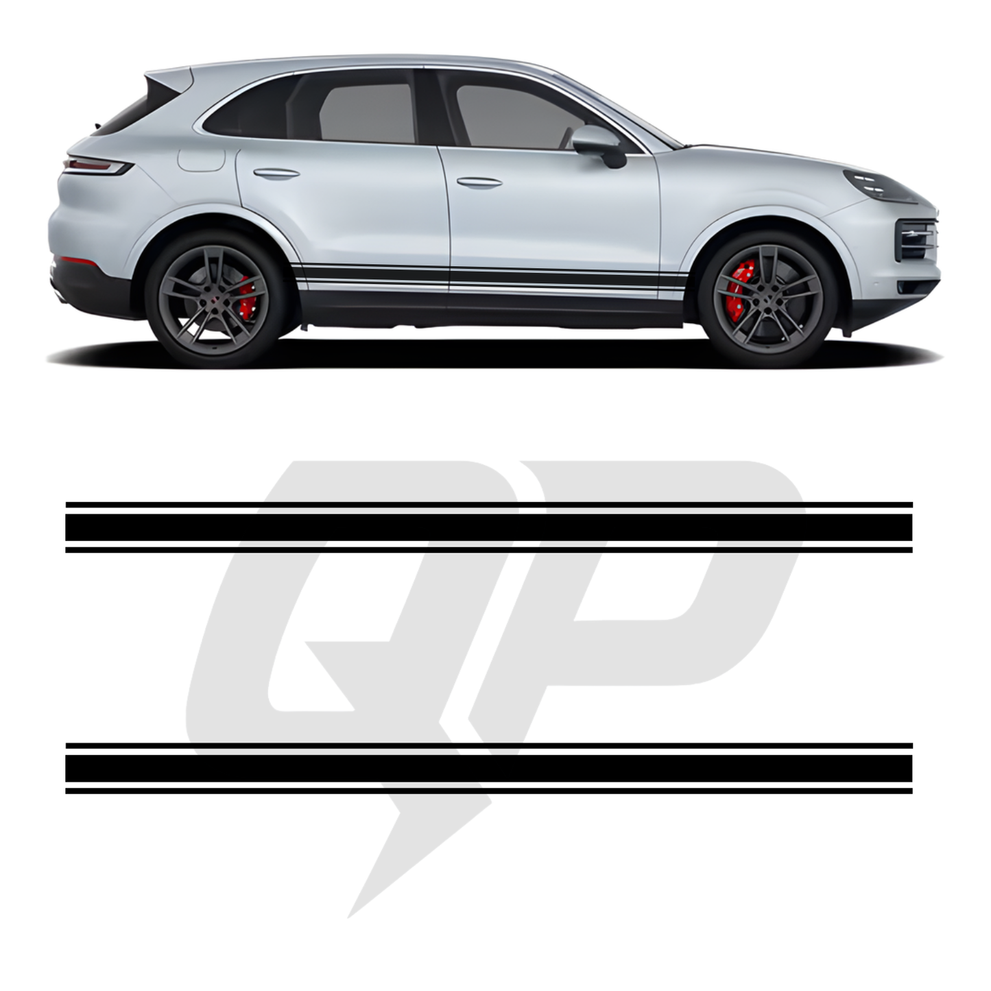 Porsche Cayenne Triple Side Stripe Decals - 3-Stripe Rocker Panel Kit Set of 2 (2018-Present)