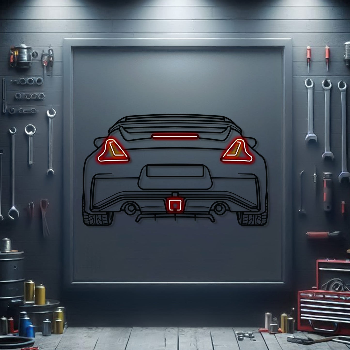 370Z Back View Metal Neon Car Wall Art - MTN0069 - MTN0069B99-MTN0069B115-MTN0069B140-  DRIVEN - 1