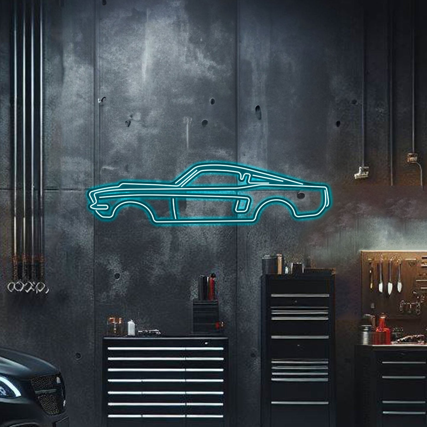 1967 Mustang Metal Neon Car Wall Art - MTN0001 - MTN0001W99L-MTN0001W120L-MTN0001W140L-MTN0001R99L-MTN0001R120L-  DRIVEN - 6