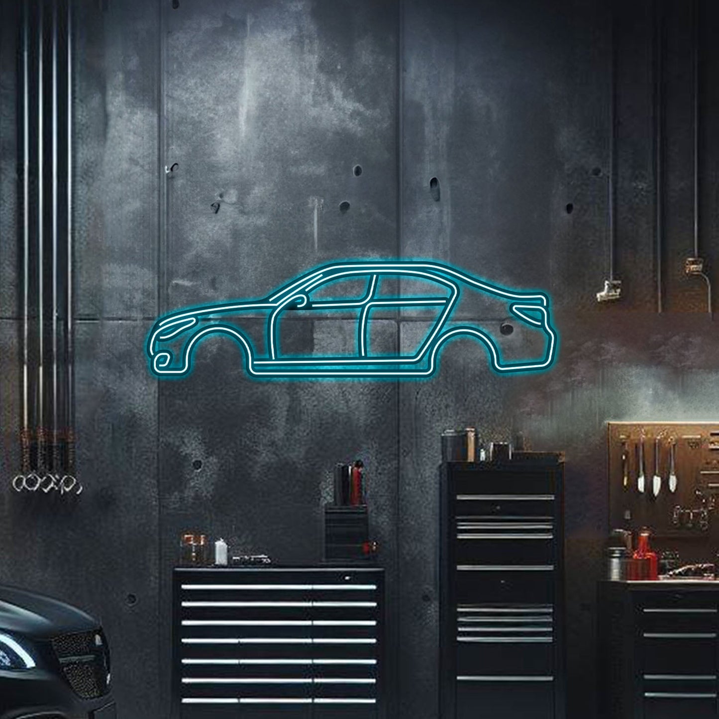 E60 Metal Neon Car Wall Art - MTN0016 - MTN0016W99L-MTN0016W120L-MTN0016W140L-MTN0016R99L-MTN0016R120L-  DRIVEN - 6