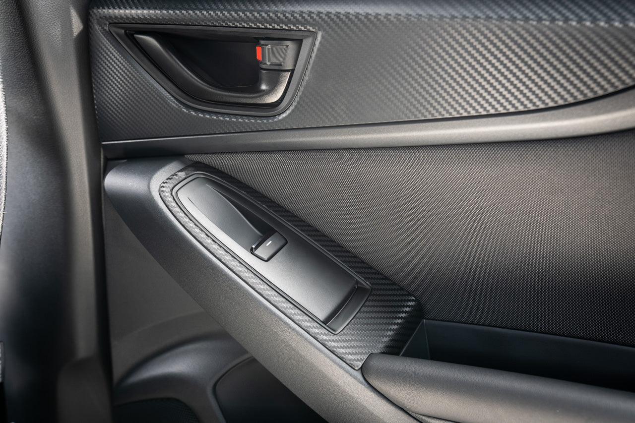 3D Carbon Door Switch Panel Overlays (Front / Rear) - 2022+ Subaru WRX - 22WRXDRSWT-3DB-  DRIVEN - 5