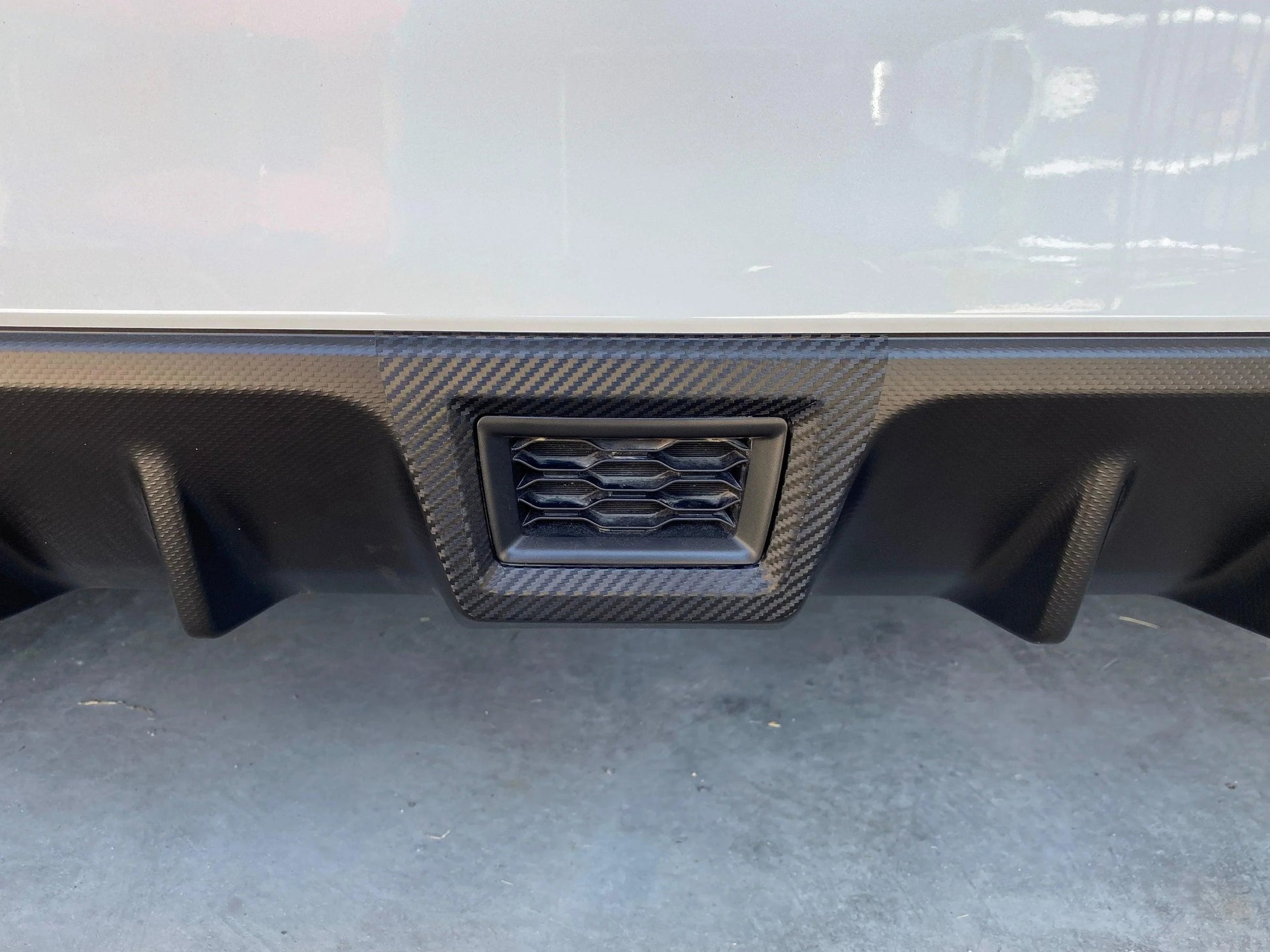 3D Carbon Fiber Rear Fog / F1 Bumper Cover Overlay - 2015-2021 WRX / STI - SFB15WRXF1BC3DBK-  DRIVEN - 1