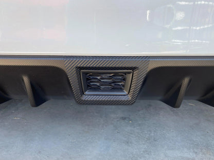 3D Carbon Fiber Rear Fog / F1 Bumper Cover Overlay - 2015-2021 WRX / STI - SFB15WRXF1BC3DBK-  DRIVEN - 1