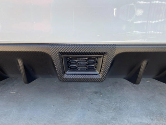 3D Carbon Fiber Rear Fog / F1 Bumper Cover Overlay - 2015-2021 WRX / STI - SFB15WRXF1BC3DBK-  DRIVEN - 1