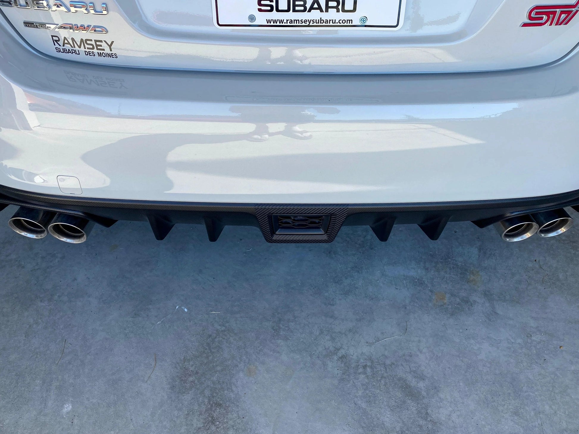 3D Carbon Fiber Rear Fog / F1 Bumper Cover Overlay - 2015-2021 WRX / STI - SFB15WRXF1BC3DBK-  DRIVEN - 2