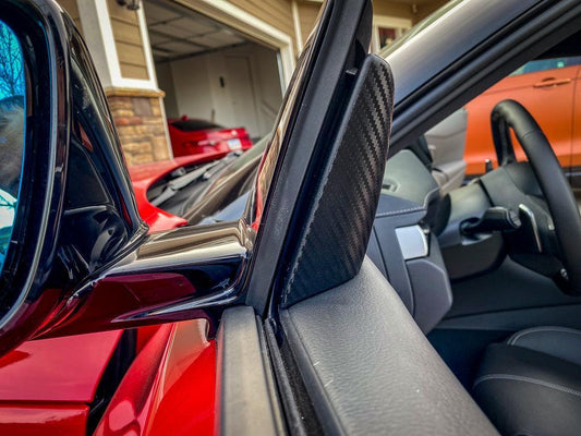 3D Carbon Inner Door Window Triangle Trim Overlays - 2020+ Supra - A90INQTRDR3DCF-  DRIVEN - 2