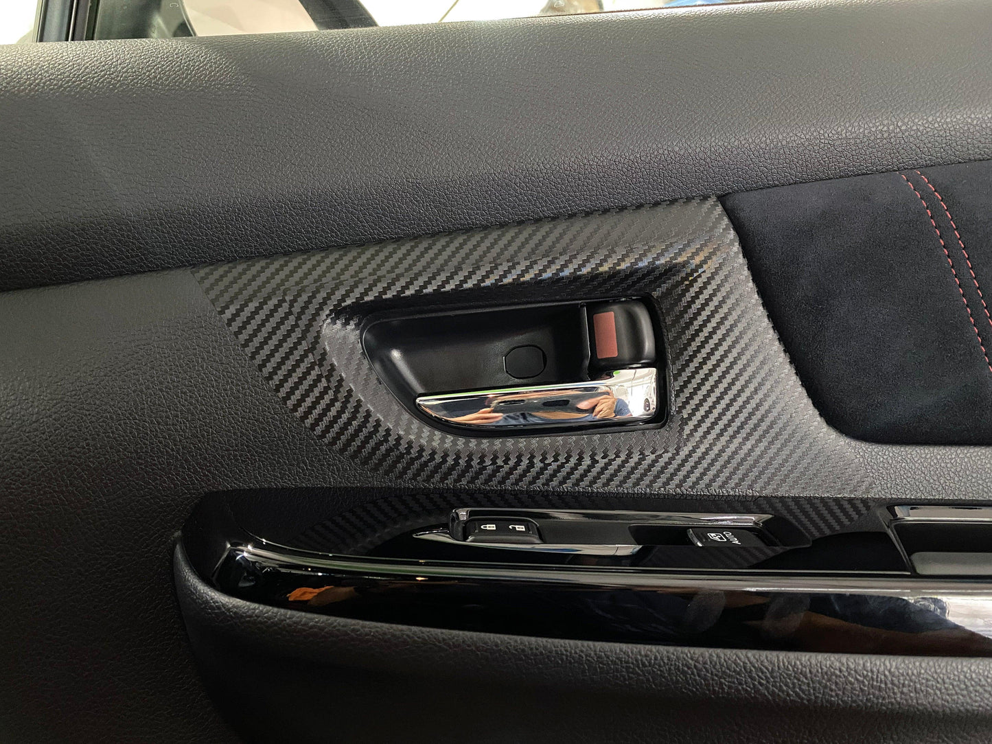 3D Carbon Interior Door Handle Trim Overlays - 2015-2021 WRX / STI - SFB15WRXIDHT3DBK-  DRIVEN - 9