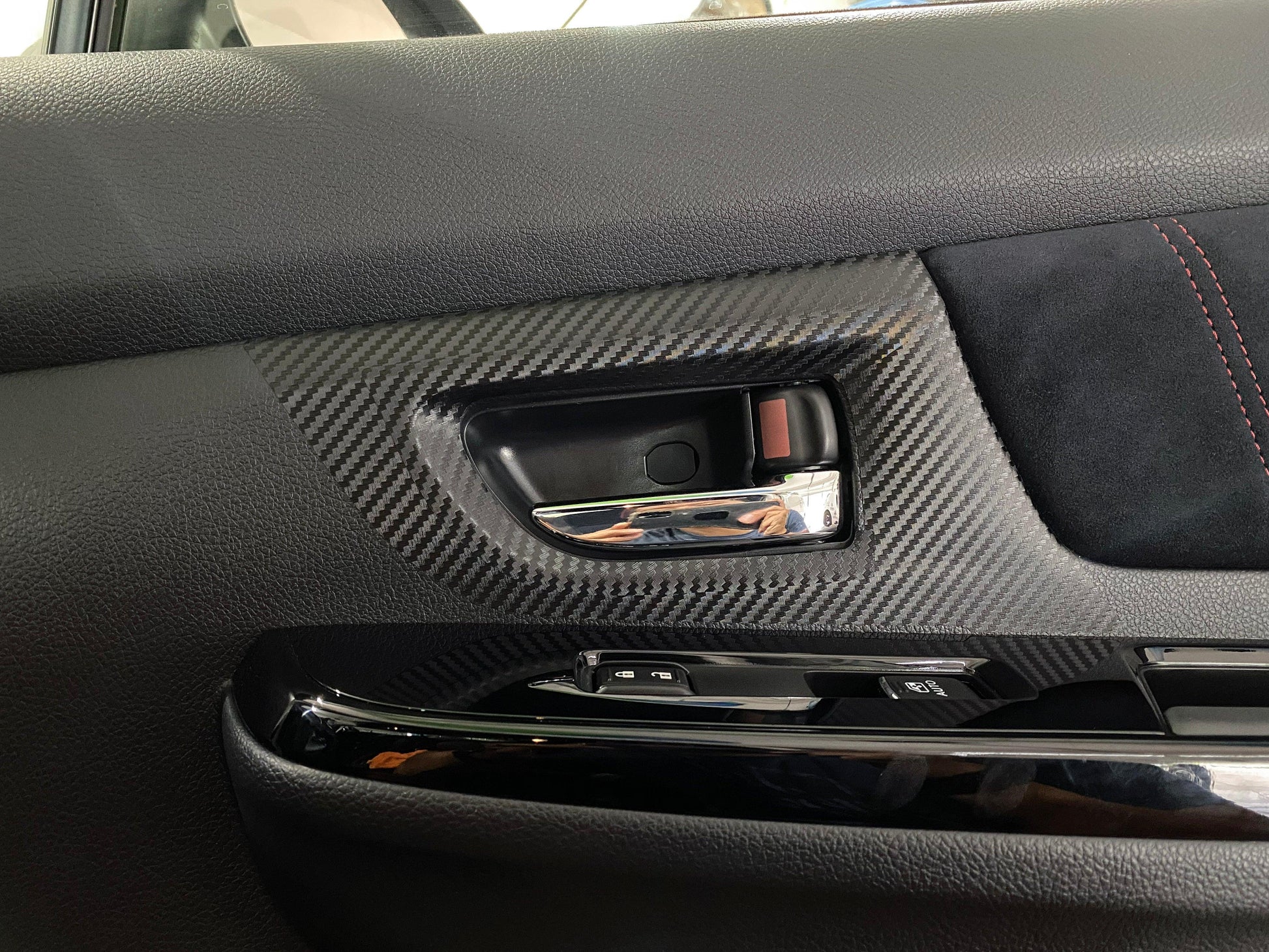 3D Carbon Interior Door Handle Trim Overlays - 2015-2021 WRX / STI - SFB15WRXIDHT3DBK-  DRIVEN - 9