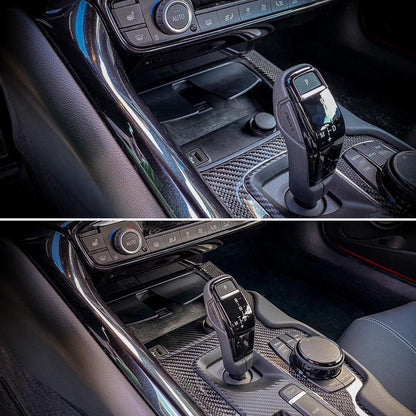 3D Carbon Phone Charger / USB / Cigarette Lighter Tray Overlay - 2020+ Supra - A90INTTRAY3DCF-  DRIVEN - 4