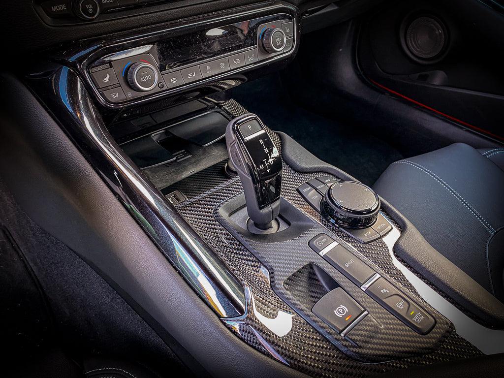 3D Carbon Phone Charger / USB / Cigarette Lighter Tray Overlay - 2020+ Supra - A90INTTRAY3DCF-  DRIVEN - 6