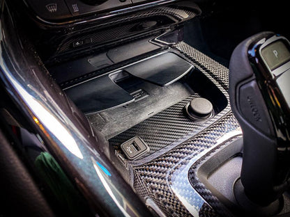 3D Carbon Phone Charger / USB / Cigarette Lighter Tray Overlay - 2020+ Supra - A90INTTRAY3DCF-  DRIVEN - 7