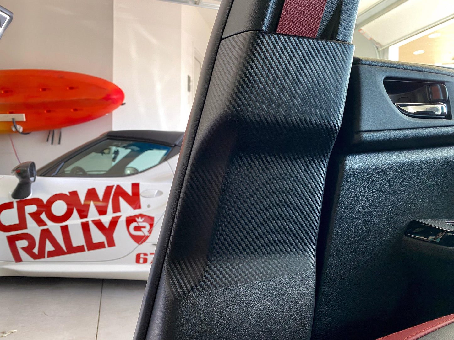 3D Carbon Seatbelt / Pillar Panel Protection Kit (Scuff Guard) - 2015-2021 WRX / STI - SFB15WRXSB3DBK-  DRIVEN - 1