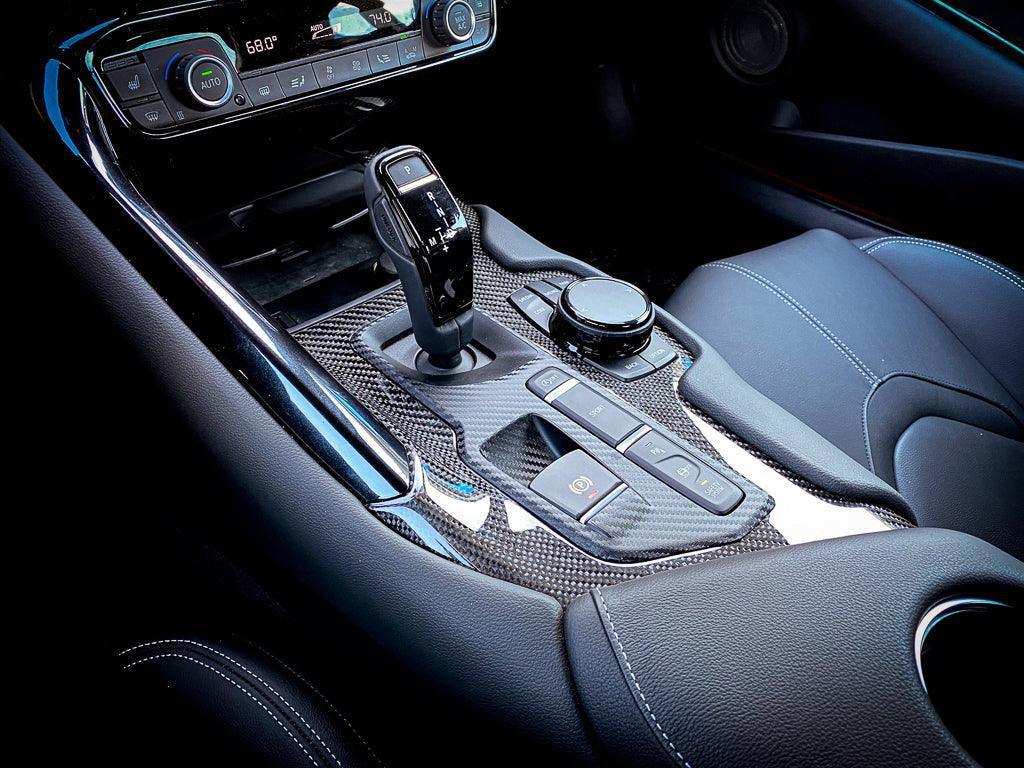3D Carbon Shifter Trim Panel Overlay - 2020+ Supra - A90SHIFTER3DCF-  DRIVEN - 2