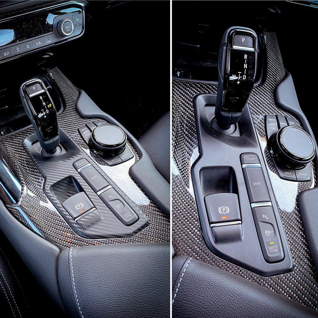 3D Carbon Shifter Trim Panel Overlay - 2020+ Supra - A90SHIFTER3DCF-  DRIVEN - 4