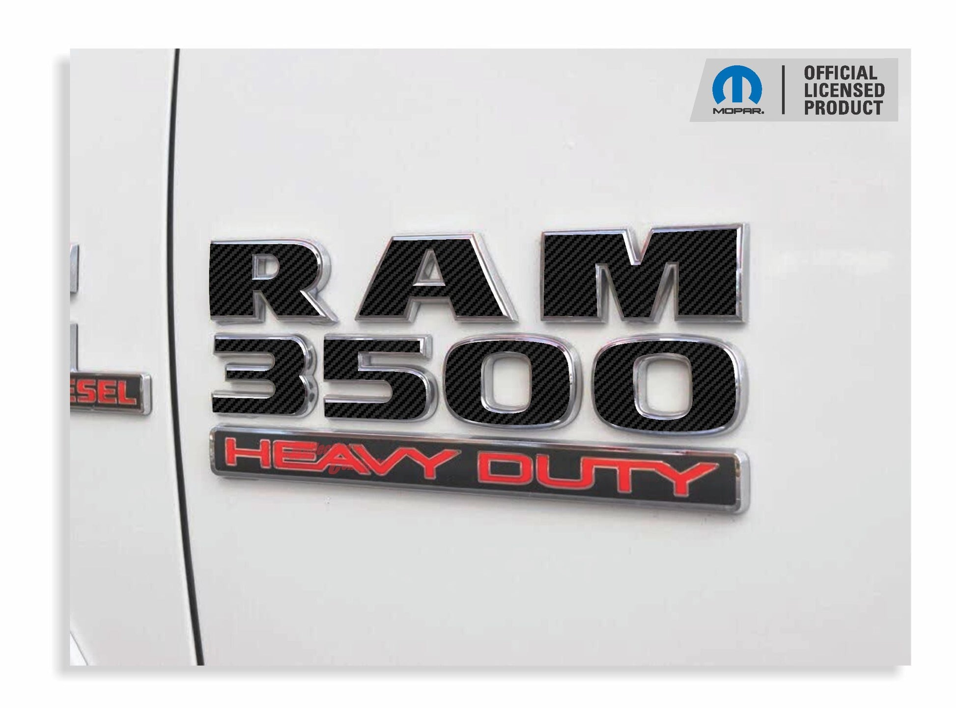 RAM 3500 Door Emblem Overlay Decals   - 2013-2018 Ram 3500 - sku-44717724860603-sku-44717724893371-sku-44717724926139-sku-44717724958907-sku-44717724991675-  DRIVEN - 1
