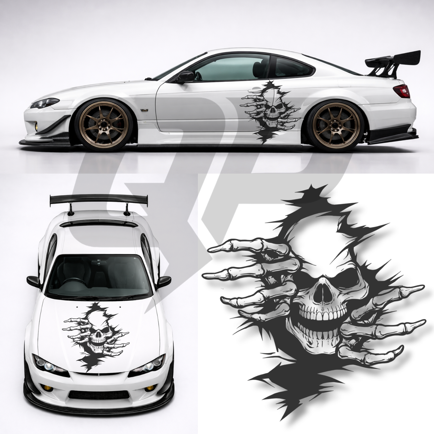 45" Universal Skull & Claws Decal - Racing JDM Hood Graphics Kit - sku-51508360806532-sku-51508360839300-sku-51508360872068-sku-51508360904836-sku-51508360937604-  DRIVEN - 1