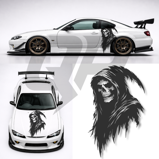 45" Universal Hooded Reaper Decal - Racing JDM Hood Graphics Kit - sku-51508362051716-sku-51508362084484-sku-51508362117252-sku-51508362150020-sku-51508362182788-  DRIVEN - 1