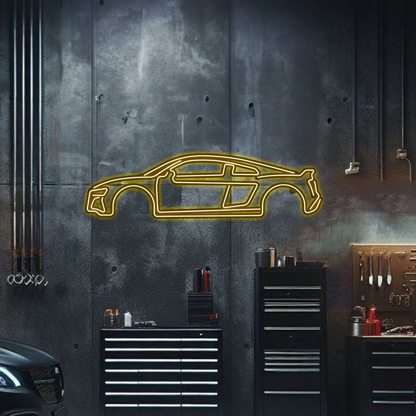 R8 Metal Neon Car Wall Art - MTN0011 - MTN0011W99L-MTN0011W120L-MTN0011W140L-MTN0011R99L-MTN0011R120L-  DRIVEN - 3