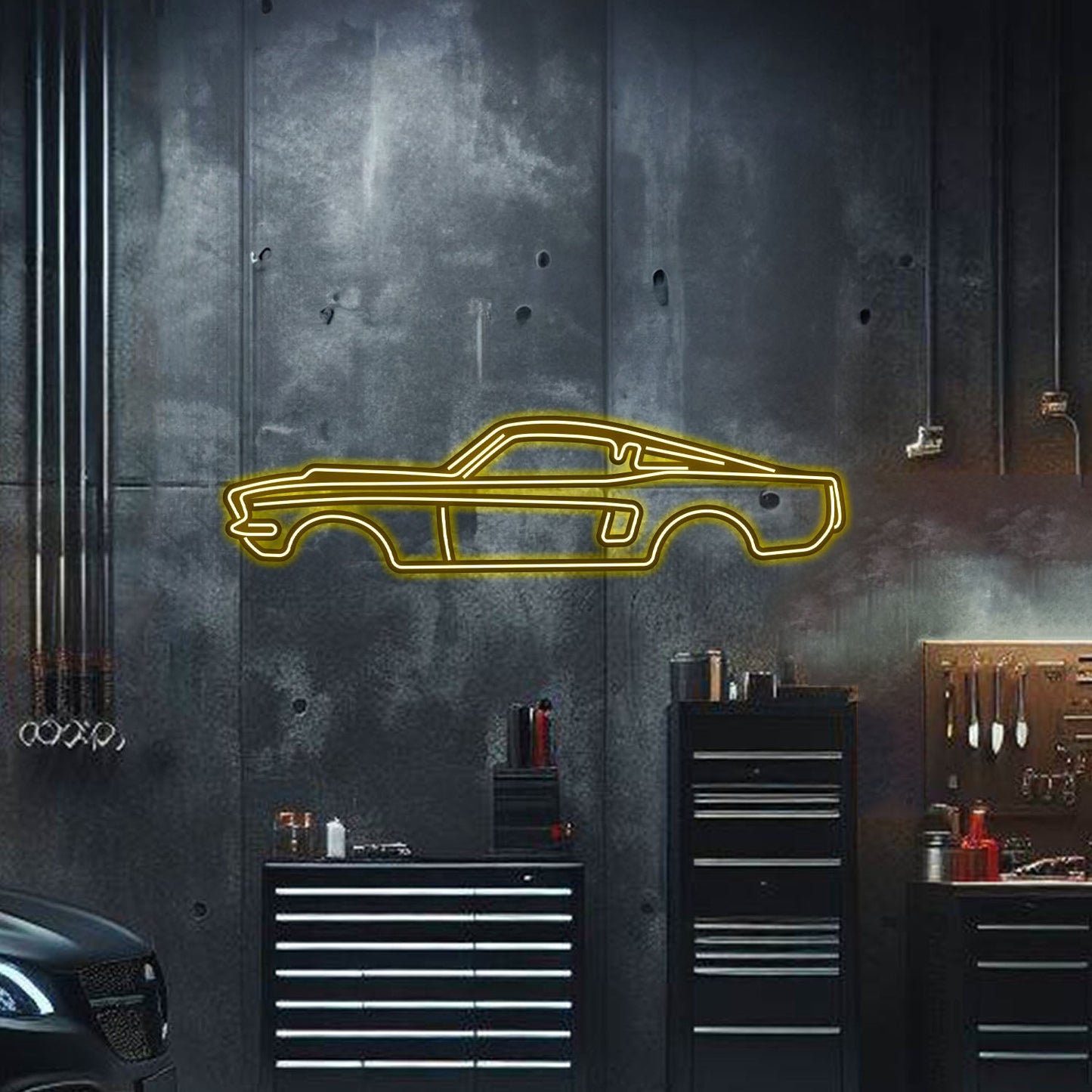 1967 Mustang Metal Neon Car Wall Art - MTN0001 - MTN0001W99L-MTN0001W120L-MTN0001W140L-MTN0001R99L-MTN0001R120L-  DRIVEN - 3