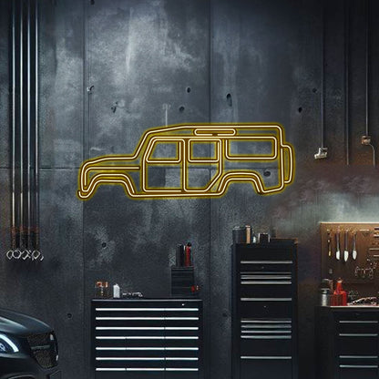 Defender 110 Metal Neon Car Wall Art - MTN0032 - MTN0032W99L-MTN0032W120L-MTN0032W140L-MTN0032R99L-MTN0032R120L-  DRIVEN - 3