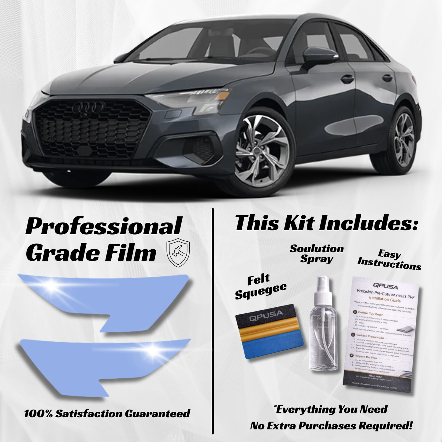 Audi A3 (2022-2026) Headlight PPF Protection Kit - Pre-Cut - sku-51605676949636-  DRIVEN - 1
