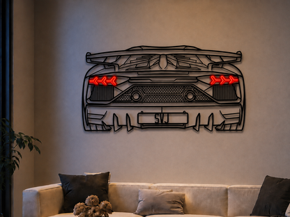 Aventador SVJ Back View Metal Neon Car Wall Art - MTN0262 - MTN0262W99-  DRIVEN - 5