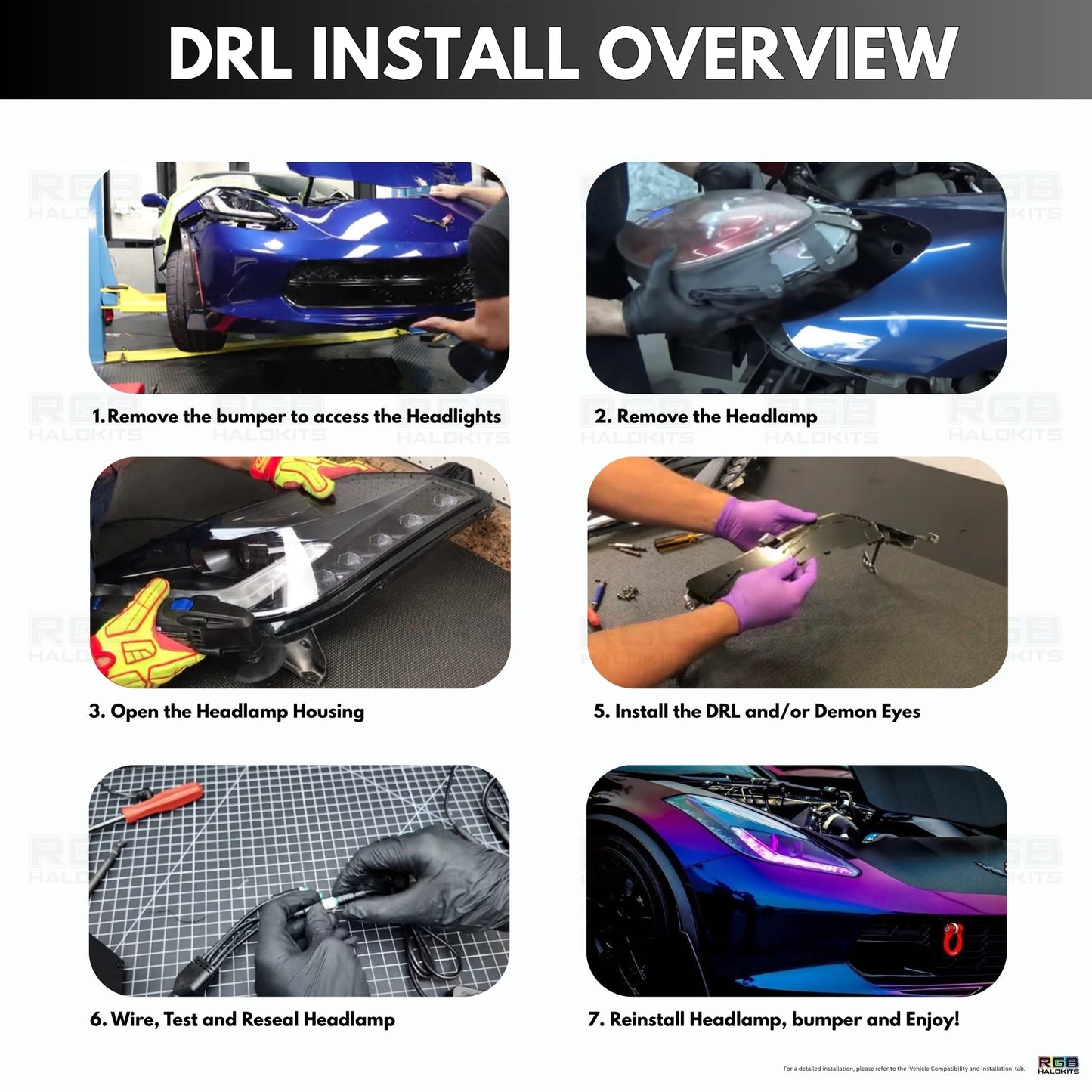 Chevrolet Corvette Multicolor DRL Boards (2014-2019) - E14 | A20 | P2   - BX5-  DRIVEN - 7