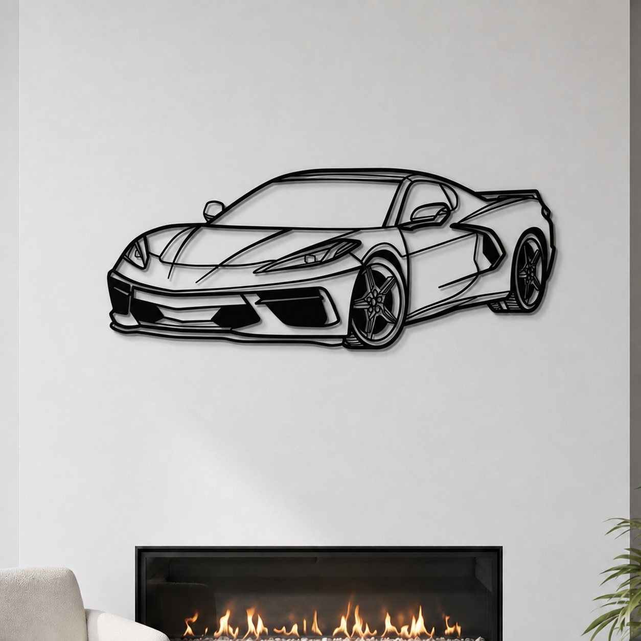 Corvette C8 Perspective Metal Car Wall Art - MT1125 - MT1125B69L-  DRIVEN - 6